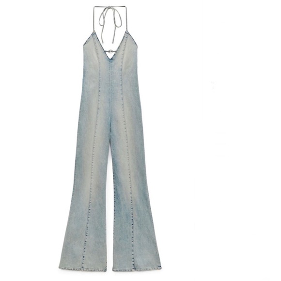 Zara BARBIE™ THE MOVIE ©WARNER BROS. DENIM HALTER JUMPSUIT - Picture 2 of 7
